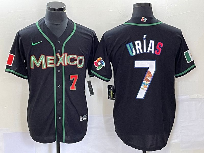 Men 2023 World Cub Mexico #7 Urias Black white Nike MLB Jersey9->more jerseys->MLB Jersey
